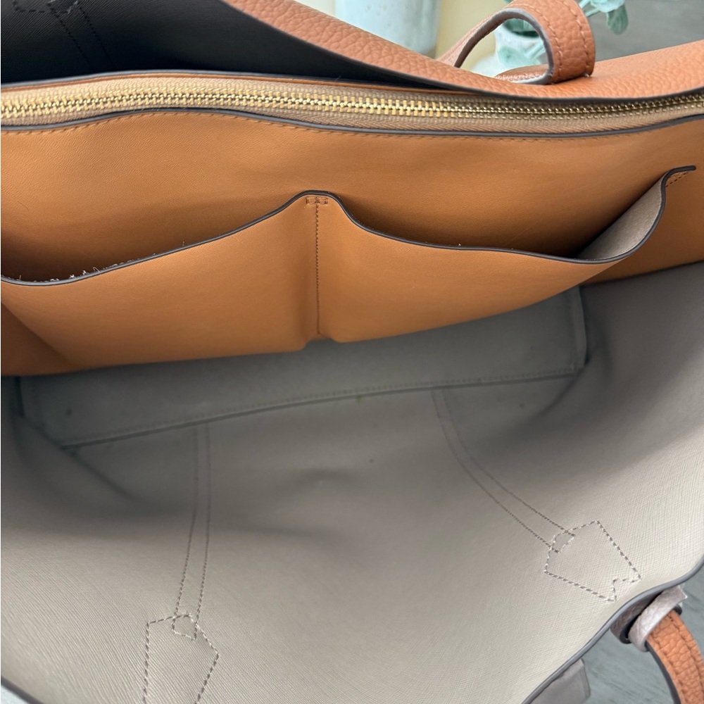Tory Burch Brown Leather Tote with Gold Accent - Picture 6 of 12